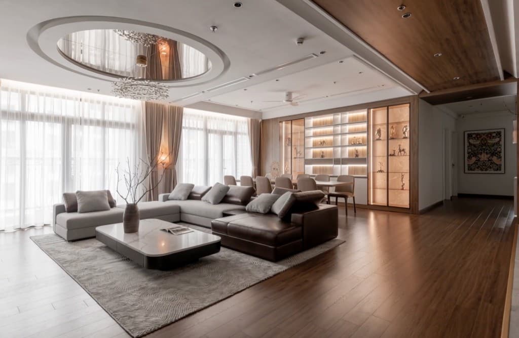 Luxury open-plan living and dining interior