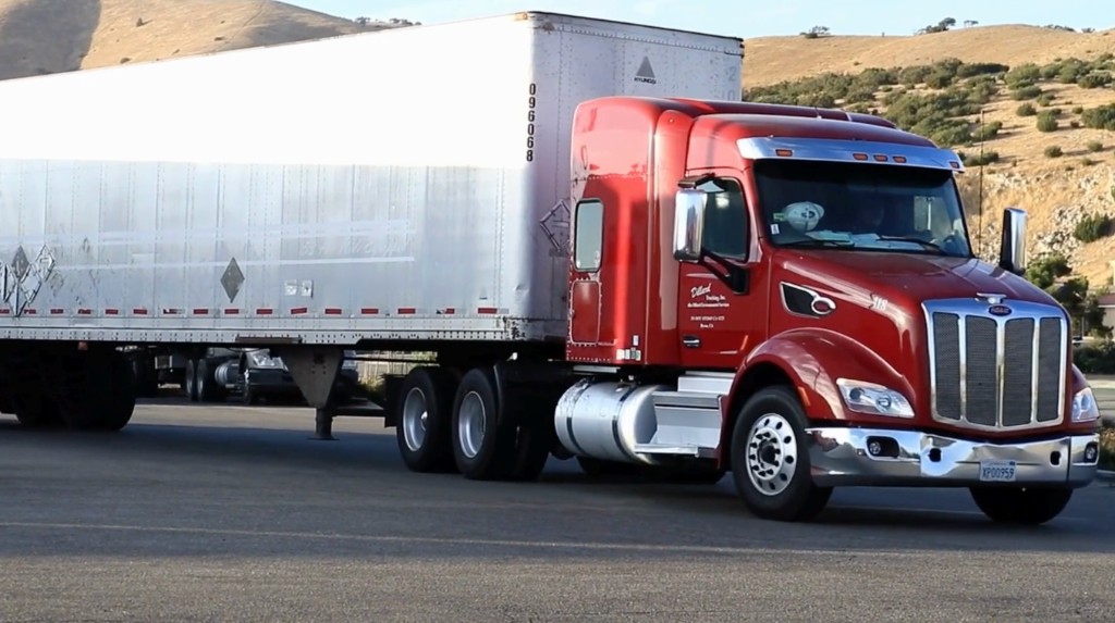 Heavy haul tractor-trailer on the road